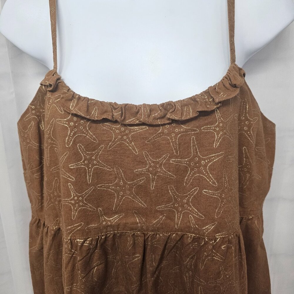 Vineyard Vines Dress Y2K Brown Starfish Beach Resort Preppy Linen Blend 10 - Picture 3 of 12